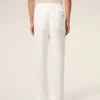 White Blended Linen Elasticated Waist Trousers White Blended Linen Elasticated Waist Trousers