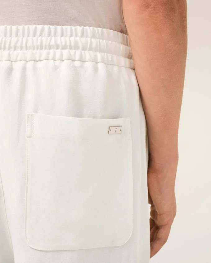 White Blended Linen Elasticated Waist Trousers White Blended Linen Elasticated Waist Trousers