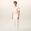 White Blended Linen Elasticated Waist Trousers White Blended Linen Elasticated Waist Trousers