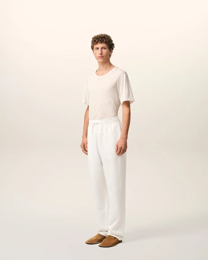 White Blended Linen Elasticated Waist Trousers White Blended Linen Elasticated Waist Trousers