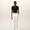 White Blended Linen Low Waist Straight Pant White Blended Linen Low Waist Straight Pant