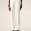 White Blended Linen Low Waist Straight Pant White Blended Linen Low Waist Straight Pant