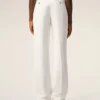 White Blended Linen Low Waist Straight Pant White Blended Linen Low Waist Straight Pant