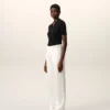 White Blended Linen Low Waist Straight Pant White Blended Linen Low Waist Straight Pant