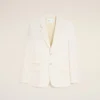 White Blended Linen Single Breasted Straight Jacket White Blended Linen Single Breasted Straight Jacket