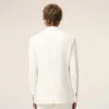 White Blended Linen Single Breasted Straight Jacket White Blended Linen Single Breasted Straight Jacket