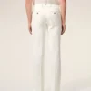White Blended Linen Straight Trousers White Blended Linen Straight Trousers