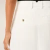 White Blended Linen Tailor Construction Long Trapeze Skirt