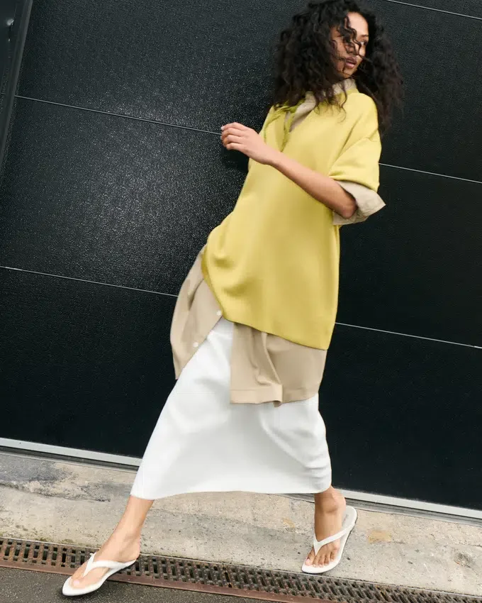Beige New Wool Ami De Coeur Wide Shirt Dress Beige New Wool Ami De Coeur Wide Shirt Dress