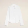 White Blended Silk Sharp Collar Adjusted Shirt