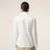 White Blended Silk Sharp Collar Adjusted Shirt