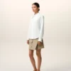 White Blended Silk Sharp Collar Adjusted Shirt