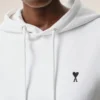 White Cotton Ami De Coeur Cropped Hoodie White Cotton Ami De Coeur Cropped Hoodie