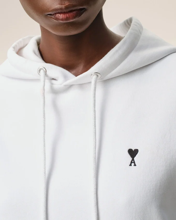 White Cotton Ami De Coeur Cropped Hoodie White Cotton Ami De Coeur Cropped Hoodie