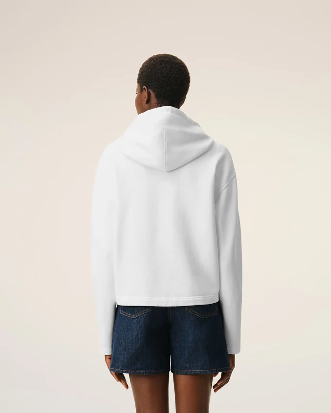 White Cotton Ami De Coeur Cropped Hoodie White Cotton Ami De Coeur Cropped Hoodie
