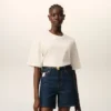 White Cotton Ami De Coeur Embossed T-Shirt