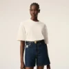 White Cotton Ami De Coeur Embossed T-Shirt