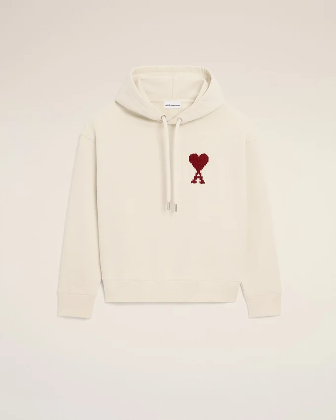 White Cotton Ami De Coeur Hoodie White Cotton Ami De Coeur Hoodie
