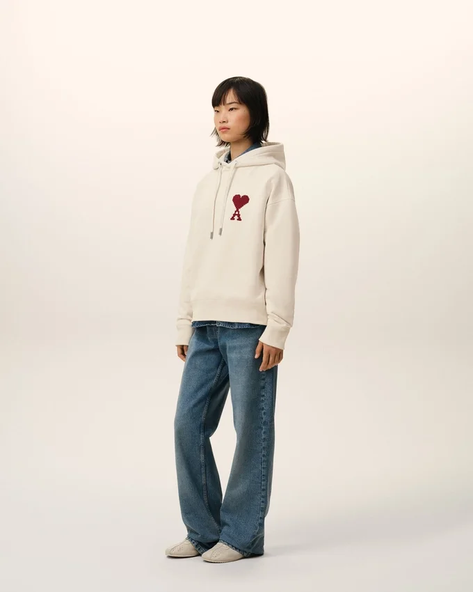 White Cotton Ami De Coeur Hoodie White Cotton Ami De Coeur Hoodie
