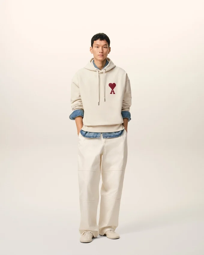White Cotton Ami De Coeur Hoodie White Cotton Ami De Coeur Hoodie