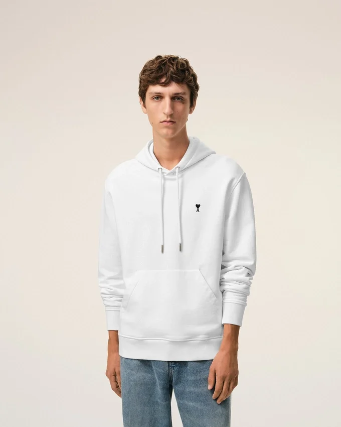 White Cotton Ami De Coeur Hoodie White Cotton Ami De Coeur Hoodie