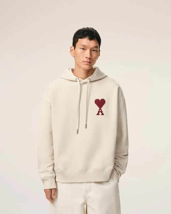 White Cotton Ami De Coeur Hoodie White Cotton Ami De Coeur Hoodie