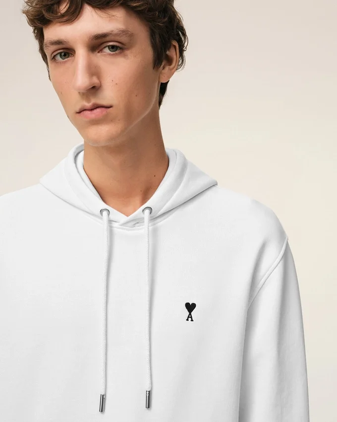 White Cotton Ami De Coeur Hoodie White Cotton Ami De Coeur Hoodie