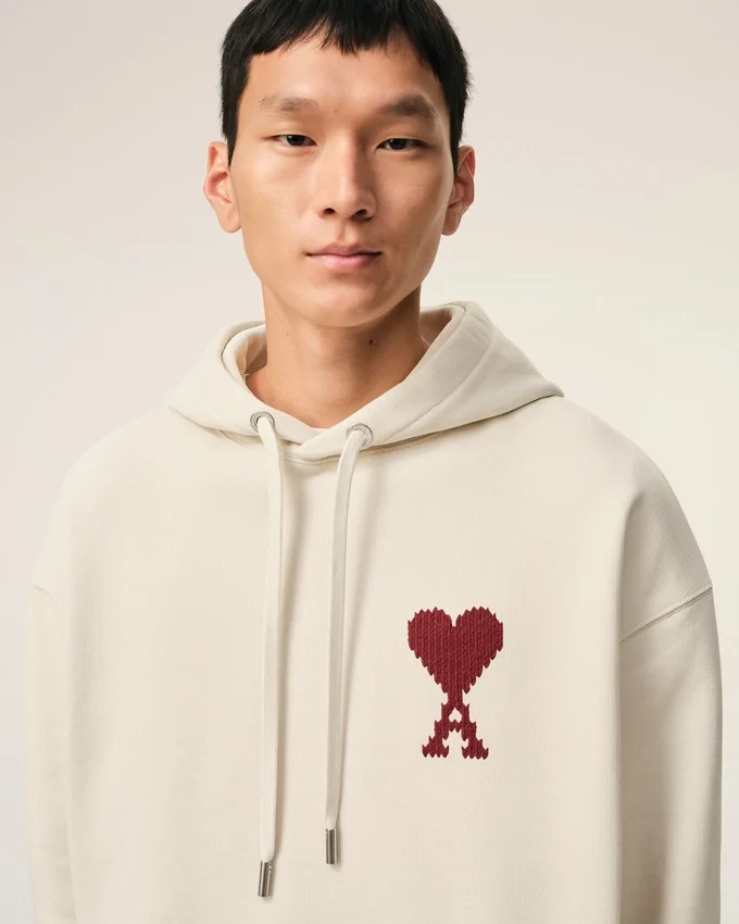 White Cotton Ami De Coeur Hoodie White Cotton Ami De Coeur Hoodie