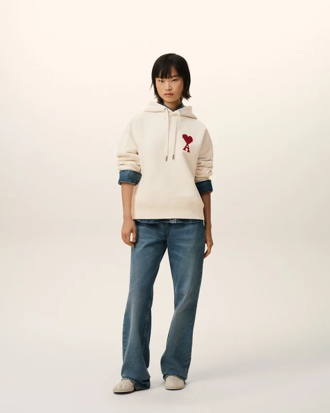 White Cotton Ami De Coeur Hoodie White Cotton Ami De Coeur Hoodie