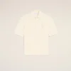 White Cotton Ami De Coeur Knitted Patch Polo White Cotton Ami De Coeur Knitted Patch Polo