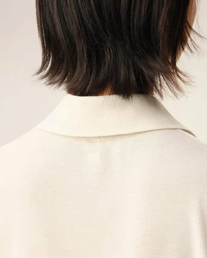 White Cotton Ami De Coeur Knitted Patch Polo White Cotton Ami De Coeur Knitted Patch Polo