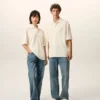 White Cotton Ami De Coeur Knitted Patch Polo White Cotton Ami De Coeur Knitted Patch Polo