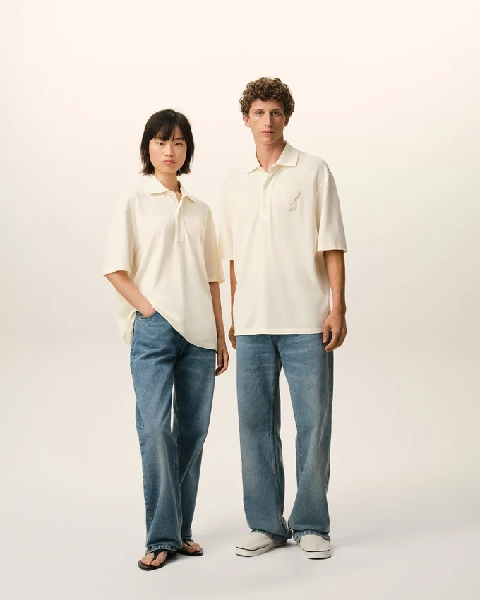 White Cotton Ami De Coeur Knitted Patch Polo White Cotton Ami De Coeur Knitted Patch Polo
