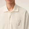 White Cotton Ami De Coeur Knitted Patch Polo White Cotton Ami De Coeur Knitted Patch Polo