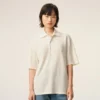 White Cotton Ami De Coeur Knitted Patch Polo White Cotton Ami De Coeur Knitted Patch Polo