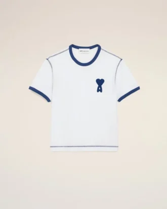 White Cotton Ami De Coeur Knitted Patch T-Shirt