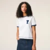White Cotton Ami De Coeur Knitted Patch T-Shirt