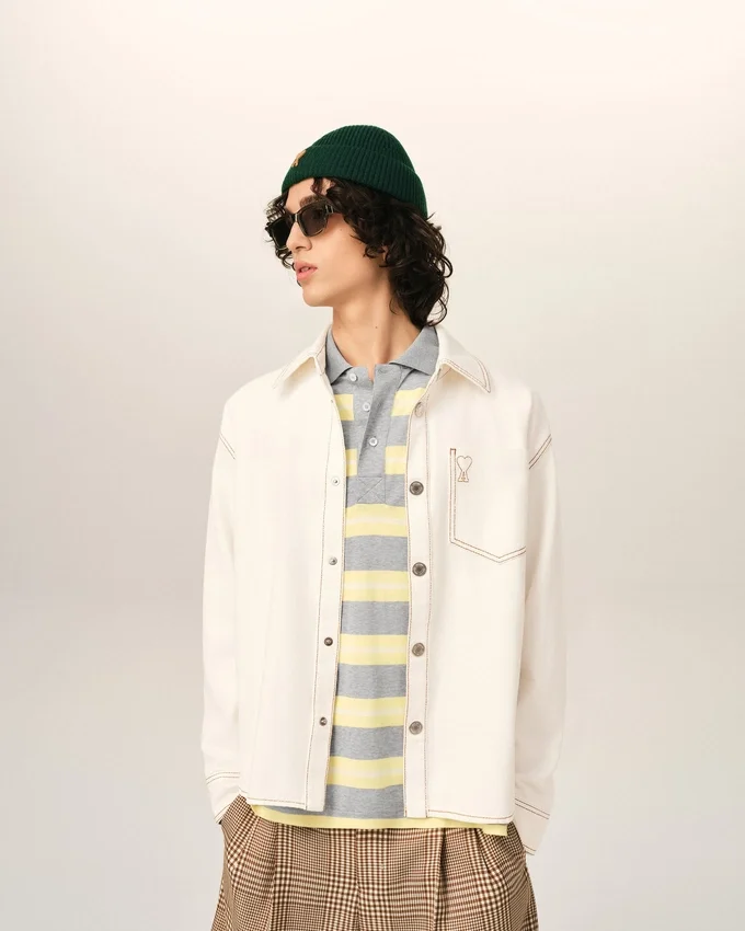 White Cotton Ami De Coeur Overshirt White Cotton Ami De Coeur Overshirt