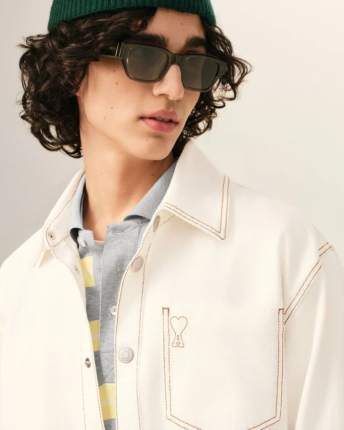 White Cotton Ami De Coeur Overshirt White Cotton Ami De Coeur Overshirt