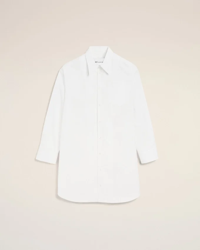 White Cotton Ami De Coeur Wide Shirt Dress White Cotton Ami De Coeur Wide Shirt Dress
