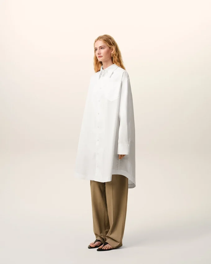 White Cotton Ami De Coeur Wide Shirt Dress White Cotton Ami De Coeur Wide Shirt Dress