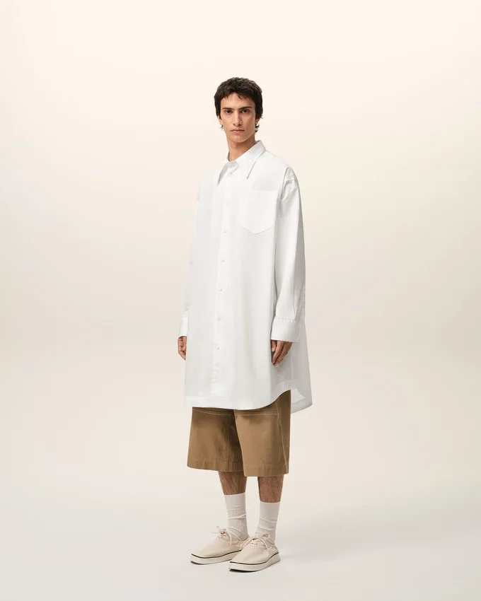 White Cotton Ami De Coeur Wide Shirt Dress White Cotton Ami De Coeur Wide Shirt Dress