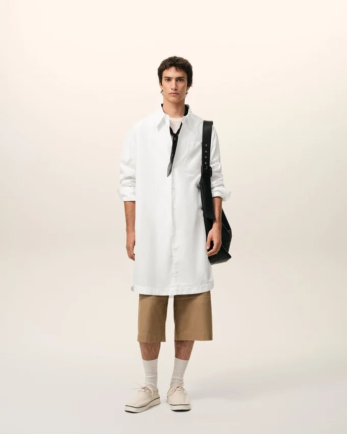 White Cotton Ami De Coeur Wide Shirt Dress White Cotton Ami De Coeur Wide Shirt Dress