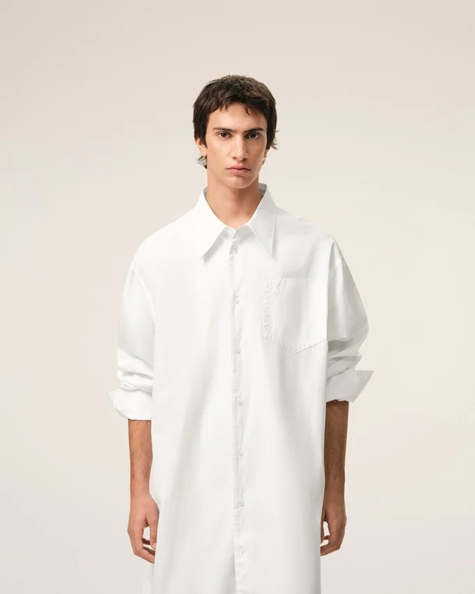 White Cotton Ami De Coeur Wide Shirt Dress White Cotton Ami De Coeur Wide Shirt Dress