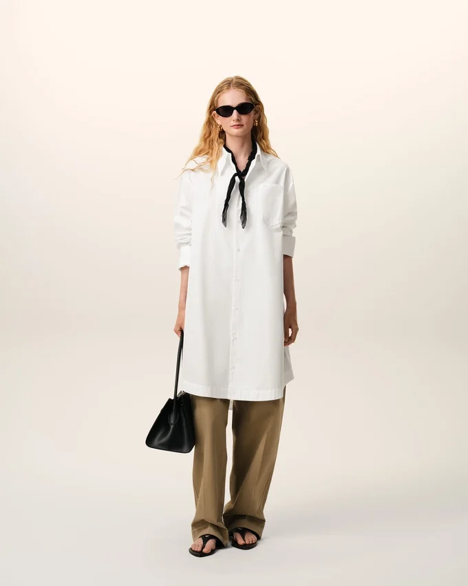 White Cotton Ami De Coeur Wide Shirt Dress White Cotton Ami De Coeur Wide Shirt Dress