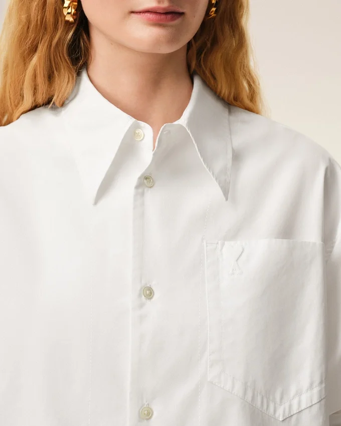 White Cotton Ami De Coeur Wide Shirt Dress White Cotton Ami De Coeur Wide Shirt Dress