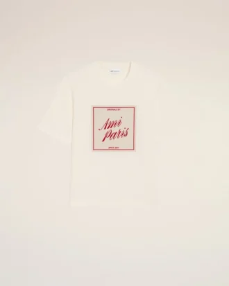 White Cotton Ami Paris Heritage Print T-Shirt