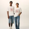 White Cotton Ami Paris Heritage Print T-Shirt White Cotton Ami Paris Heritage Print T-Shirt
