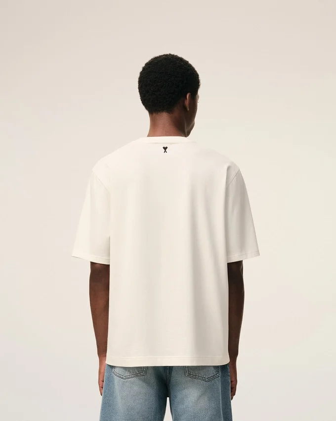 White Cotton Ami Paris Heritage Print T-Shirt White Cotton Ami Paris Heritage Print T-Shirt