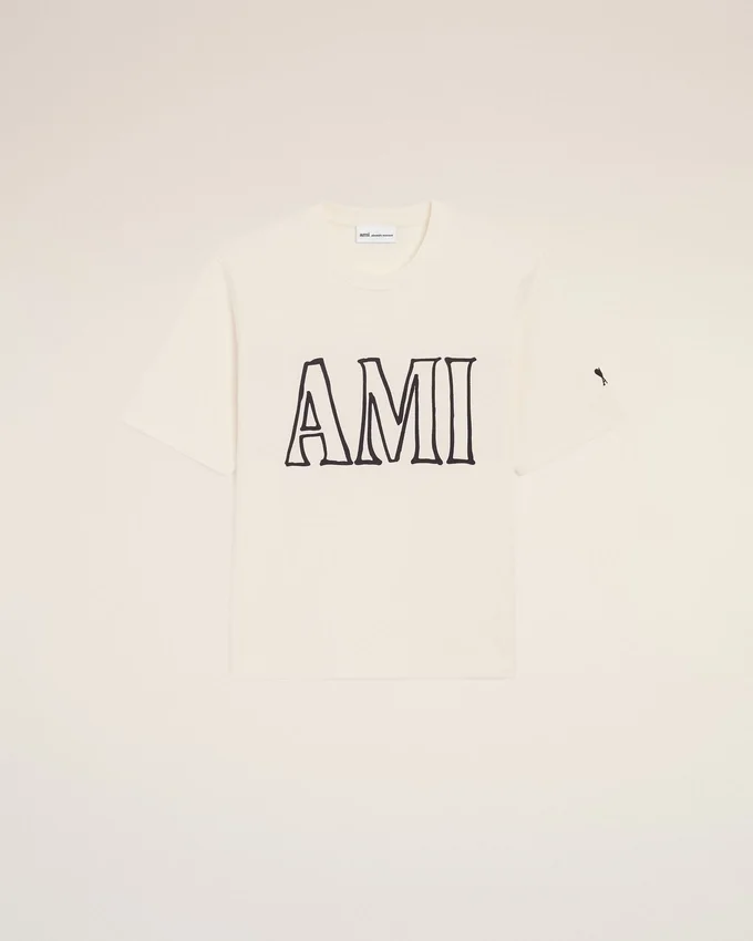 White Cotton Ami Paris Print T-Shirt White Cotton Ami Paris Print T-Shirt